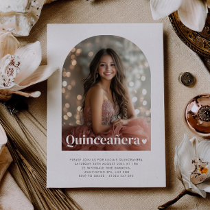 Convite Quinceañera, Moderna Minimalista, Arranjou Foto