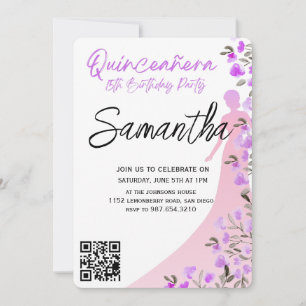 Convite Quinceañera Modernista Minimalista 15º Aniversário