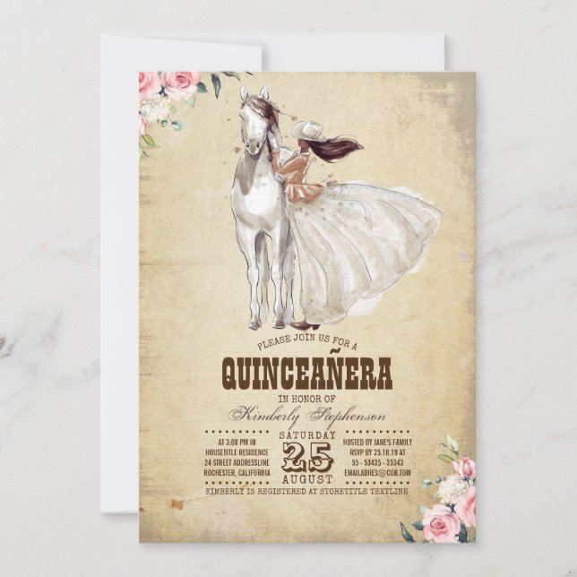 Convite Quinceañera Ocidental - Aniversário de 15 (Frente)