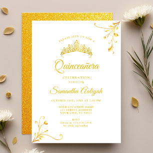 Convite Quinceanera Ouro Moderno Minimalista
