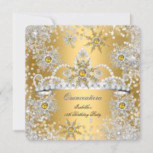 Convite Quinceanera Ouro Prata Terra de Encantadas Maravil