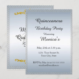 Convite Quinceanera Pale Blue Festa de aniversário 2 Convi