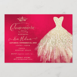 Convite Quinceañera, Palhaço De Glitters, Faux Dourado+Ver