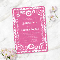 Quinceañera Papel Picado Elegante Brilhante, Rosa