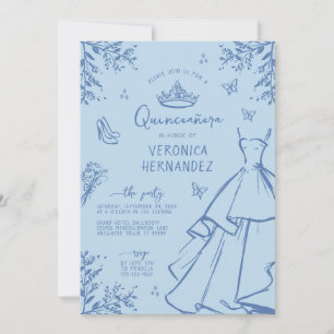 Convite Quinceanera Para Escrivagem De Azul Quimét