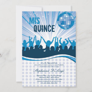 Convite Quinceanera para festa de dança azul 5x7