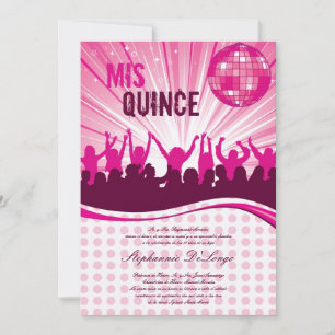 Convite Quinceanera para festa de dança rosa 5x7