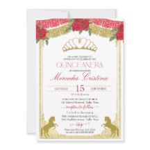 Quinceañera para rosas vermelhas e Dourados Cavalo