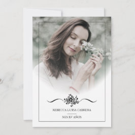 Convite Quinceañera Photo Classic Chic Typography Script