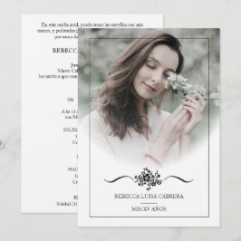 Convite Quinceañera Photo Classic Chic Typography Script