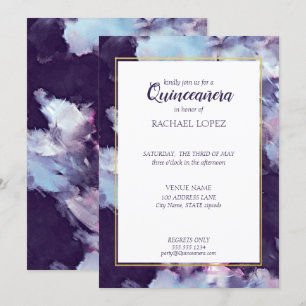 Convite Quinceanera Pintada Roxa e Dourada