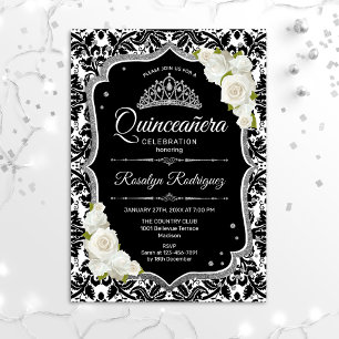 Convite Quinceanera - Prata Branca Negra