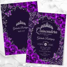 Convite Quinceanera Prata Roxo