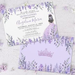 Convite Quinceañera Princesa Floral Roxa