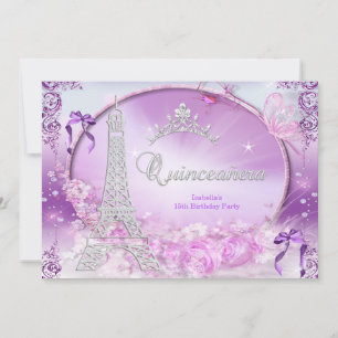 Convite Quinceanera Princesa Magica Roxo Prata 2