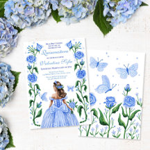 Quinceanera Princesa Rosas Borboleta Azul