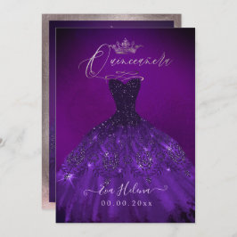 Convite Quinceañera, Princesa Sparkle Gown EggPlant