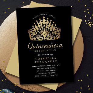 Convite Quinceanera Princesa Tiara Coroa Dourada