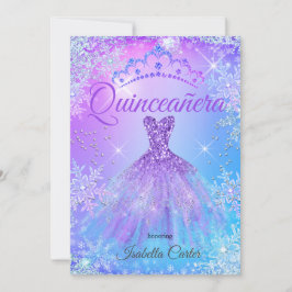 Convite Quinceanera Puro Cor-de-Rosa Azul Wonderland 2
