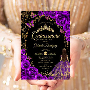 Convite Quinceanera Puro Dourado Negro