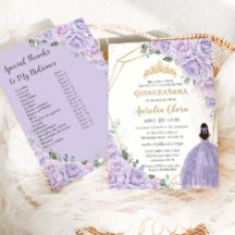 Quinceanera Purple Lilac Floral Padrinos List