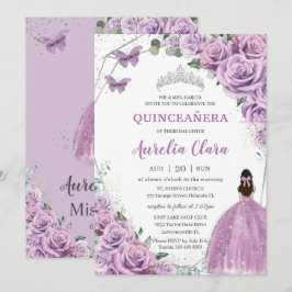 Convite Quinceañera Purple Lilac Floral Princesa Aniversár