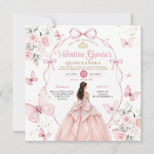 Convite Quinceañera Rosa 15 Anos Borboletas