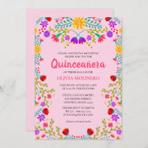 Quinceanera Rosa 15 Floral Mexicano Aniversário
