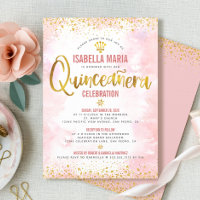 Quinceañera Rosa Bege Watercolor Folha Dourada Men