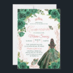 Convite Quinceañera Rosa Dourado Hunter Green Floral<br><div class="desc">Convite Floral Mexicano para Quinceañera rosa Dourado Hunter Verde</div>