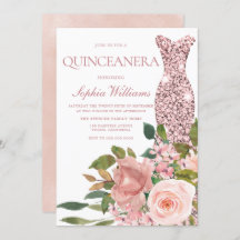 Quinceanera rosa Dourado Vestido e Flores Rosa Esc