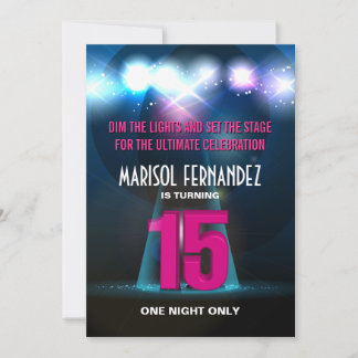 Convite Quinceañera Rosa Estrela De Destaque
