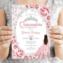 Quinceanera Rosa Floral Prata