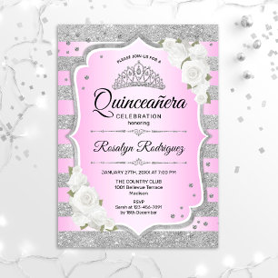 Convite Quinceanera Rosa Púrpura