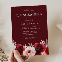 Convite Quinceanera, Rosa vermelha Encantada Vermelha Burg