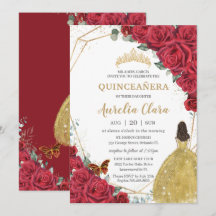 Quinceañera Rosa vermelha Floral Amarelo Princesa 