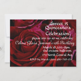 Convite Quinceañera rosas vermelhas