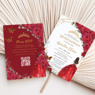 Convite Quinceañera Rosas Vermelhas Florais Prince