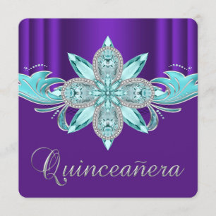 Convite Quinceanera Roxo e Teal