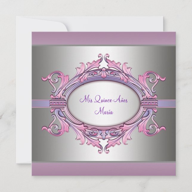 Convite Quinceanera Roxo Roxa (Frente)