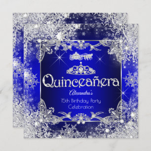 Convite Quinceanera Royal Blue Fairytale Winter Wonderland