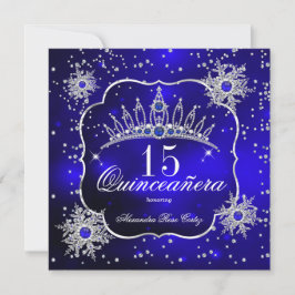Convite Quinceanera Royal Blue Snowflake, Festa de 15 Tiar