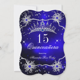 Convite Quinceanera Royal Blue Snowflake, Festa de 15 Tiar