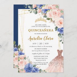 Convite Quinceañera Royal Blush Floral Tiara