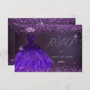 Convite Quinceanera RSVP Butterfly Ultra Violet Gown