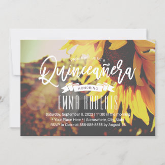 Convite Quinceanera Rustic Sunflower Girl 15 Aniversário