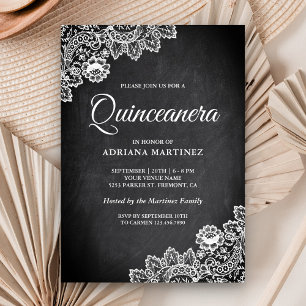 Convite Quinceanera Rústica Rústica do Lace Branco Elega