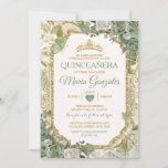 Convite Quinceañera Sage Borboleta Verde e Dourada<br><div class="desc">Quinceañera Sage Green & Dourada Crown Mexicana Butterfly Convite Mis Quince 15 Anos,  16º aniversário</div>