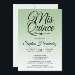 Convite Quinceañera Sage Green 15 Birthday<br><div class="desc">Um convite de 15 anos do moderno design verde-sábio Quinceañera apresenta o texto "Mis Quince" na caligrafia manuscrita em chic. Convite de aniversário perfeito para uma na moda Quinceañera,  perfeito para ela,  a modista que ama padrões e estilo modernos. Desenvolvido exclusivamente para você pelo Happy Dolphin Studio.</div>