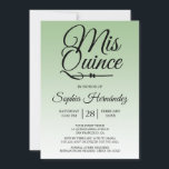 Convite Quinceañera Sage Green 15 Birthday<br><div class="desc">Um convite de 15 anos do moderno design verde-sábio Quinceañera apresenta o texto "Mis Quince" na caligrafia manuscrita em chic. Convite de aniversário perfeito para uma na moda Quinceañera,  perfeito para ela,  a modista que ama padrões e estilo modernos. Desenvolvido exclusivamente para você pelo Happy Dolphin Studio.</div>